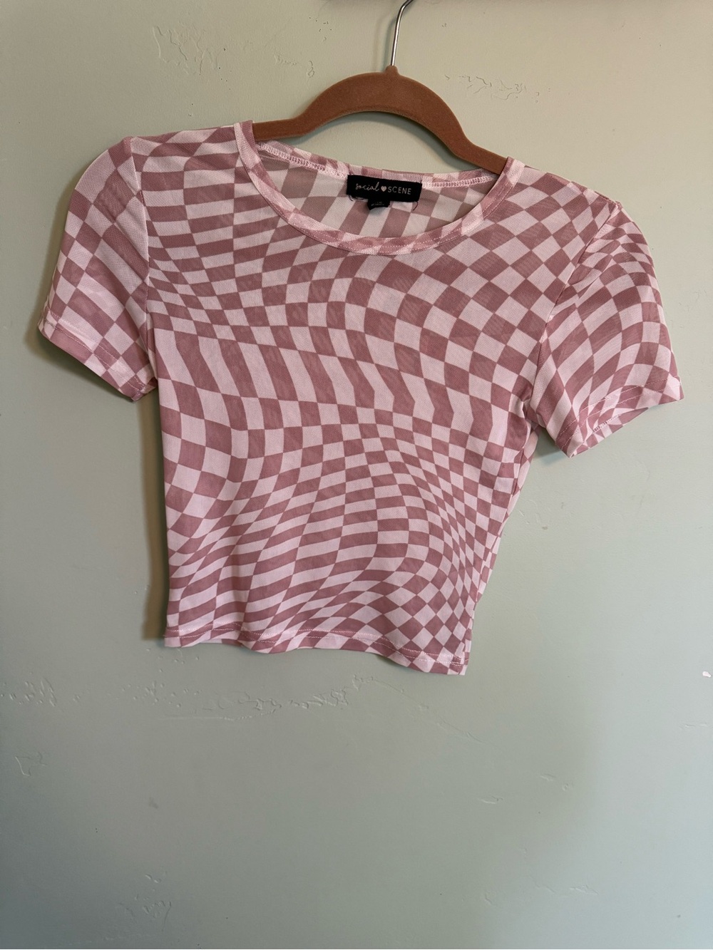 Scene Weaver Mauve & Light Pink Optical-Print Crop Top